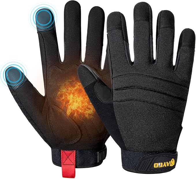 KAYGO Insulated Mechanic Work Gloves,KG127W Winter Thermal Safety Work Gloves for Men and Women, Double Lining,Heavy duty,Improved dexterity,Excellent Grip,Ideal for outdoor jobs,XL