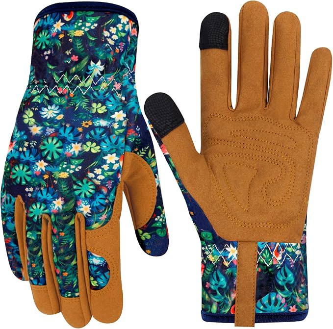Leather Gardening Gloves for Women Thorn Proof Garden Gloves Touch Screen Working Gloves Gifts,M