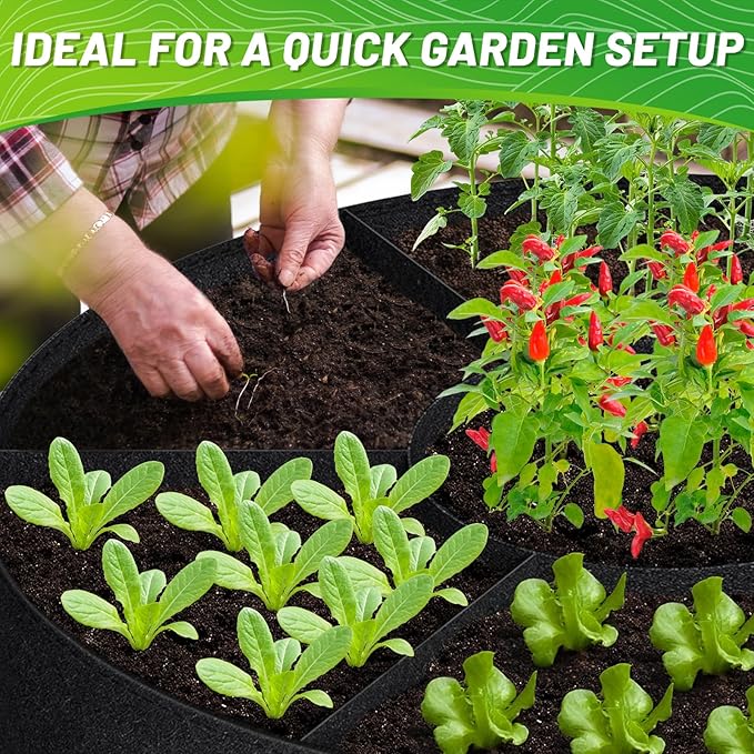 GREANER Fabric Raised Garden Bed, 3x1FT Garden Growing Bags with 7 Grids, Above Ground Planters for Vegetable Garden, Garden Containers Outdoor for Vegetables Flowers Plants