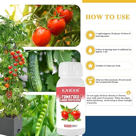 Organic Tomato Fertilizer Liquid, Microbial Probiotic Plant Nutrient for Tomatoes & Vegetables, 300ML Concentrated Formula, Improves Leaf Greenness, Root Development & Healthy Growth