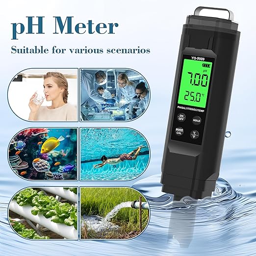 PH Meter,5 in 1TDS Meter,Salinity Tester,EC Meter,Temp,pH Meter for Water,TDS Meter Digital Water Tester,EC Meter Hydroponics,pH Tester Digital PPM Meter,Pool Salt Tester.