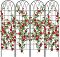 4 Pack Metal Garden Trellis for Climbing Plants, Black Metal Garden Trellis for Vines Plant Rose Vegetable Support,Large Decorative Outdoor Trellis