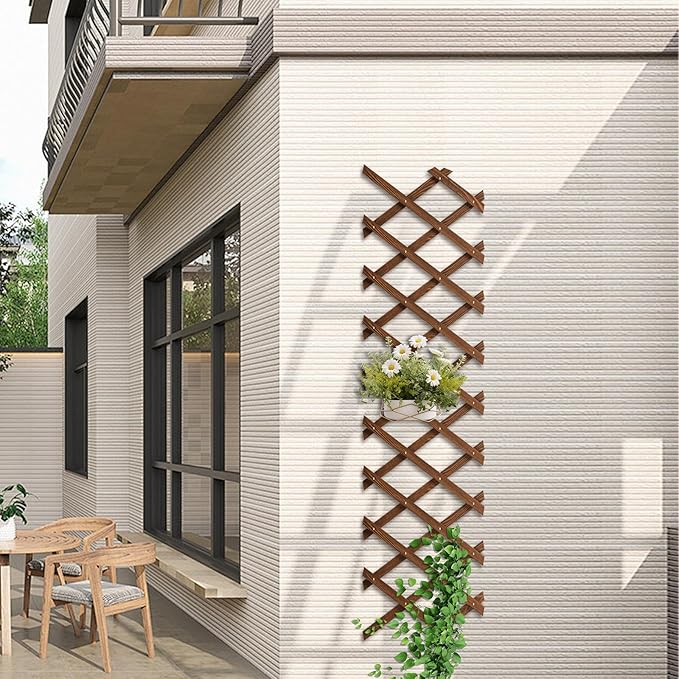 4 PCS Expandable Garden Trellis, 13.2" x 63" Trellis for Climbing Plants Outdoor, Wooden Lattice Fence Wall Panel Lattice Panels for Outside, for Climbing Plants Vine Ivy Rose Cucumbers Clematis
