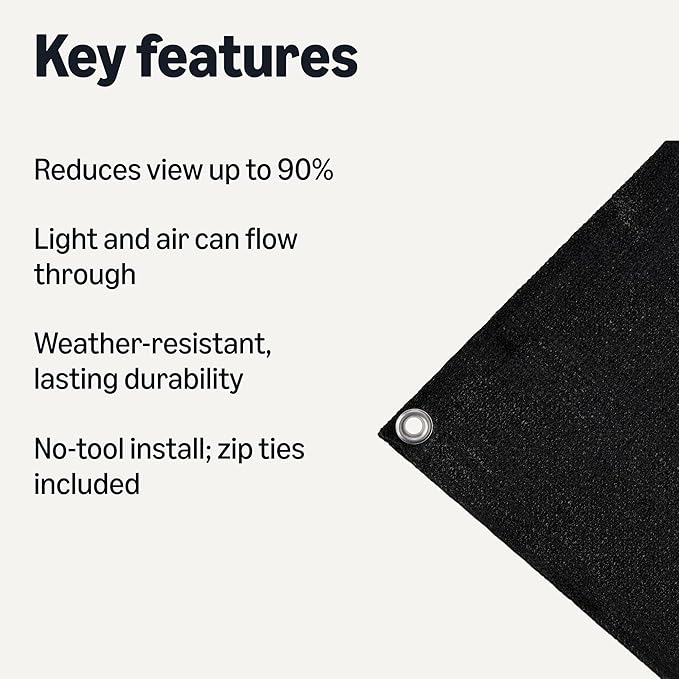 Amazon Basics 3'X10' Privacy Screen Fence, Weather-Resistant, Black, 20 pcs, 1-Pack