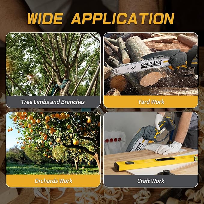 Mini Chainsaw Cordless Compatible for Dewalt Battery 20V MAX, 8 Inch & 6 Inch Cordless Chain Saw, Handheld Electric Power Chain Saw for Wood Cutting, Gifts for Men Dad Husband(Battery Not Include)
