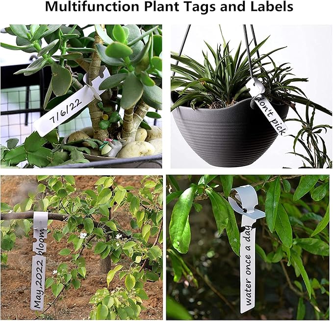Kecoya 200 PCS White Plastic Plant Tree Tags and Labels Waterproof, Adjustable, Wrap Around, Reusable, Indoor/Outdoor, Garden, Nursery, Greenhouse, Balcony, Plant Labels