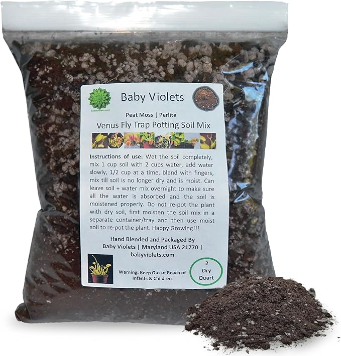 Venus Fly Trap, Pitcher, Butterworts, Bladderworts Drosera Carnivorous Plant Potting Soil Mix Peat Moss & Perlite (½ Gallon / 2 quarts).