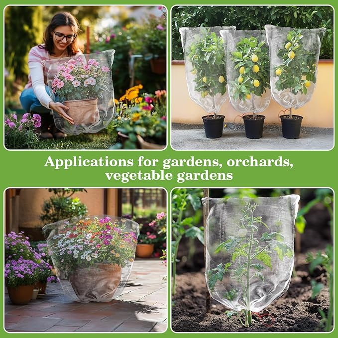 Sukh Bird Netting for Garden Protection – 3 Pack 2.3 x 3.3 FT Blueberry Bush Netting Covers with Drawstring Pest Barrier Plant Net for Fruit Trees, Tomato, Strawberry from Birds, Chicken & Cicadas