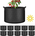 iPower 10-Pack 10-Gallon Grow Bags Nonwoven Fabric Pots Aeration Container with Strap Handles for Garden and Planting, 10 Gallon, Black