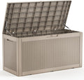 120 Gallon Deck Box,Resin Outdoor Storage Box with Lockable for Patio Furniture, Pool Accessories, Garden Tools Waterproof Outside Storage Box, Grey