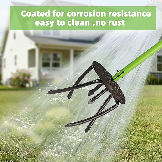 Hand Tiller Cultivator, Manual Twist Tiller with Sharp Arrow Tines, Extra-Wide Foot Plate Tills Effortlessly, Manual Tiller for Gardening, Soil Loosening, Flower Beds & Raised Beds