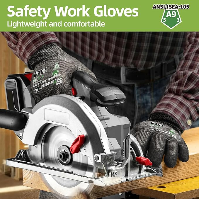 Schwer 12 Pairs ProGuard High Level Cut Resistant Work Gloves PR3326 for Extreme Protection，ANSI A9 Cut Gloves with Reinforced Thumb, Non Slip, Breathable, Durable, Touch-screen, Black (L
