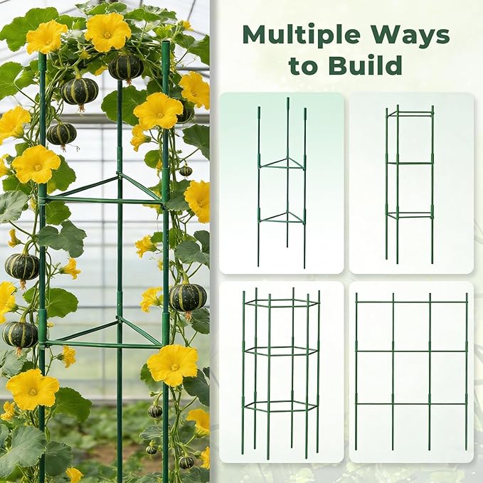 8 Pack Tomato Cages for Garden, Up to 48in Adjustable Tomato Cage, Tomato Stakes Plant Cage for Garden Plant Support, Climbing Vegetables Plants Flowers