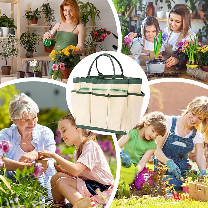Gardening Tool Carrying Bag - Multi-Pocket Organizer, Heavy-Duty Waterproof Fabric, Handles, Lightweight Design Garden Equipment Holder | Outdoor Storage Tote Used for Camping Trips, Backyard