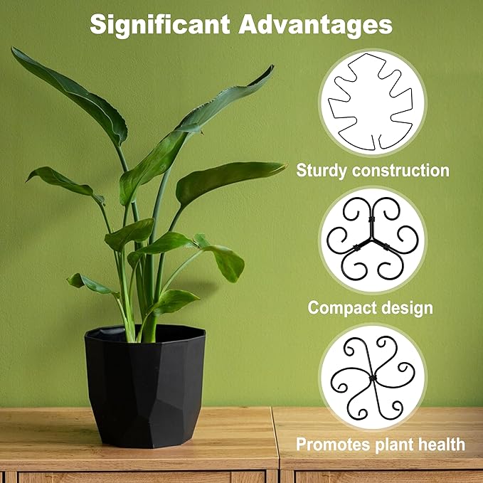 4PCS Metal Heart Stakes for Indoor Plants, 4.1 * 3.7 in Stackable Monstera Stem Support Hook for Growth, Stabilizer for Leaves & Adjustable Clamp Set Accessories for Climbing Plants (Heat)