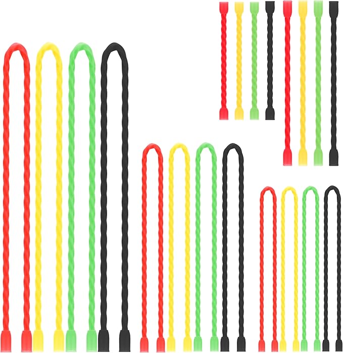 TRIPLE DEER 20Pcs 3-24 Inch Silicone Cable Ties Colorful Reusable Steel-Core Silicone Twist Gear Tie Straps for Bundling and Organizing, Bendable Holder Strap for Indoor and Out All Purpose