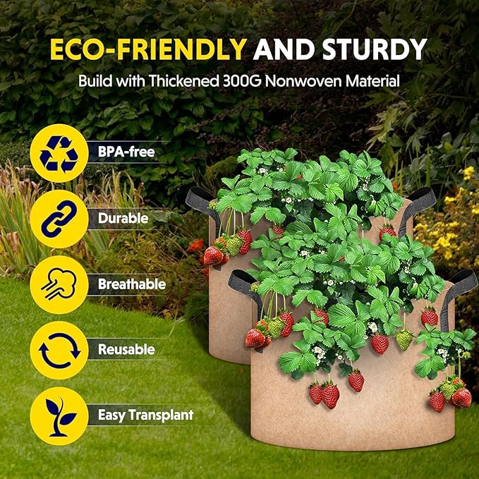 iPower Plant Grow Bag 3 Gallon 6-Pack Heavy Duty Fabric Pots, 300g Thick Nonwoven Fabric Containers Aeration with Nylon Handles, for Planting Vegetables, Fruits, Flowers,Tan 2024 Version