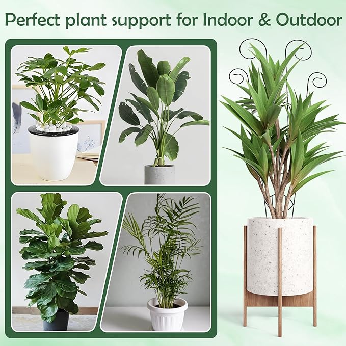 4 Pack Metal Trellis for Climbing Potted Plants Indoor Outdoor - 30 Inch Rustproof Garden Stakes, Plant Support for Monstera Pothos Ivy Hoya Vines, Potted Houseplant