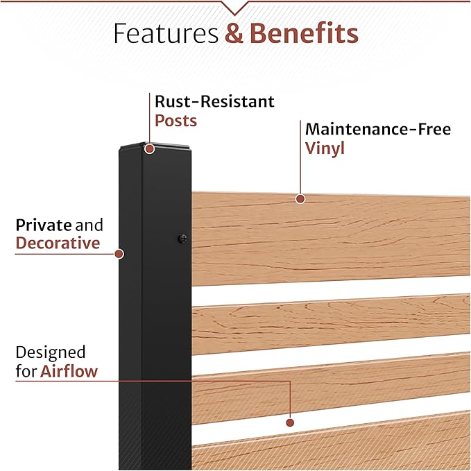 44in H x 46in W x 9.5in L (1 Screen w/Planter) Freestanding Enclo Florence Privacy Fence Screen with Planter Box, Outdoor Vinyl Privacy Screen Panel for Patio & Air Conditioner, EC18006