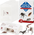 LULUCATCH Spider & Insect Glue Traps,72 Pack Pre-baited Cockroach Glue Boards, Non-Toxic Bulk Cricket Sticky Traps, Roach Trap Bug Catcher Indoor for Home Garage Scorpions, Flea, Centipedes
