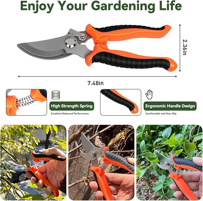 4-in-1 Weeding Tool with Hoe, Grabber, Pruning Shears & Scrub Brush,Garden Hoe & Weed Puller Tool with Long Handle,Dandelion Heavy Duty Uprooting Tool for Lawn Yard Garden