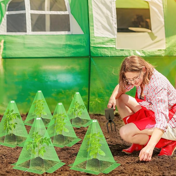 30 Packs 12"x 8" Garden Cloches for Plants,Plant Protectors from Animals,Plant Cages for Outdoor Plants,Plant Covers from Animals,Chicken Wire Cloche with Stakes for Protect Plants,Seedling,Vegetables
