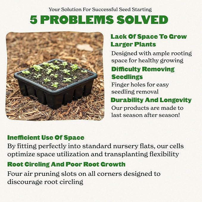 Epic Gardening Reusable Seed Starter Tray - 16 Cell/4 Seedling Starter Trays - Easy Watering, Indoor Greenhouse, Plant Starter, Gardener-Friendly for Seedlings | UV-Treated & BPA-Free - Black