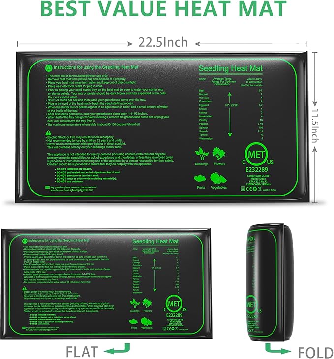2 Pack Seedling Heat Mats, Waterproof Warm Hydroponic Heating Pad for Greenhouse Seed Starting, Germination, Indoor Gardening,2024 New Size 11.5"x 22.5"