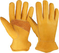 OZERO Gardening Work Gloves Men,1 Pair Insulated Heavy Duty Cut Resistant Thorn Proof Leather Cowhide Mens Women Mechanic Garden Gloves for Driving Welding-XLarge