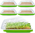 Microgreens Growing Trays with Lids and Coconut Fiber Mat,Seed Sprouter Tray with Drain Holes,Seed Starter Tray Reusable,Microgreens Growing Trays,Cat Grass Growing Kit for Indoor Cats (Pack 5)