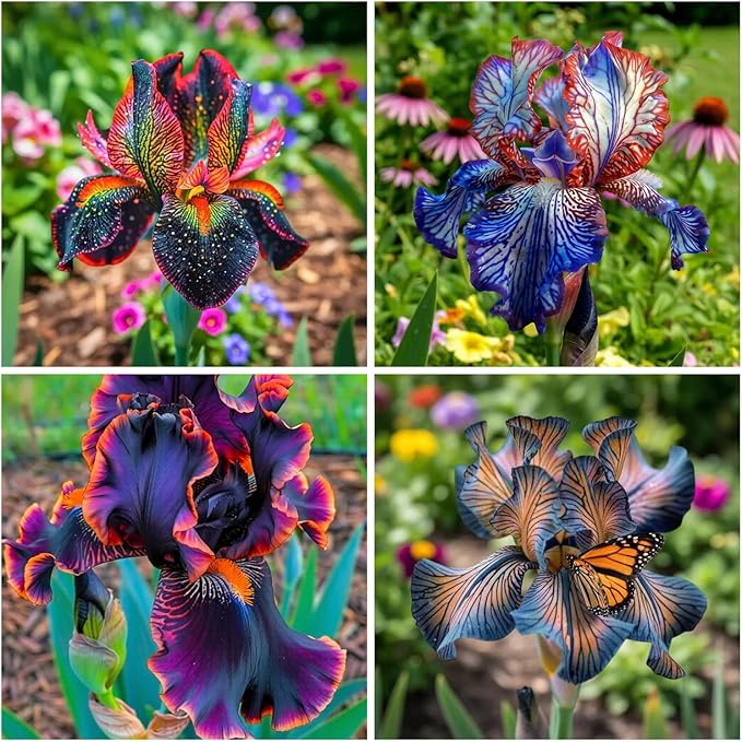 75+ Mix Iris Seeds for Planting -Rare Exotic Bearded Iris Flower Seeds -Dwarf Flower Seeds Perennial Cold Hardy Non-GMO Heirloom for Garden Outdoor