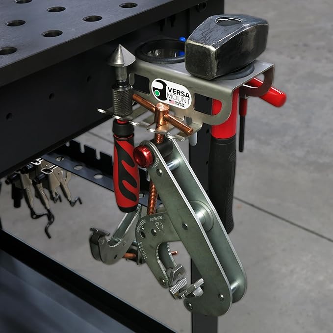 Trick-Tools Versa-Mount Stainless Steel Hammer Hanger, Air Tool and Clamp Organizer