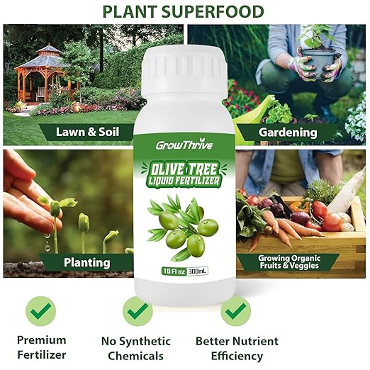 Olive Tree Fertilizer for All Olive and Oleaceae Trees, Liquid Plant Food for Fruit Trees Lush Foliage, Strong Roots, and Plump Olive Fruits, Nutrient-Rich Formula, 10oz