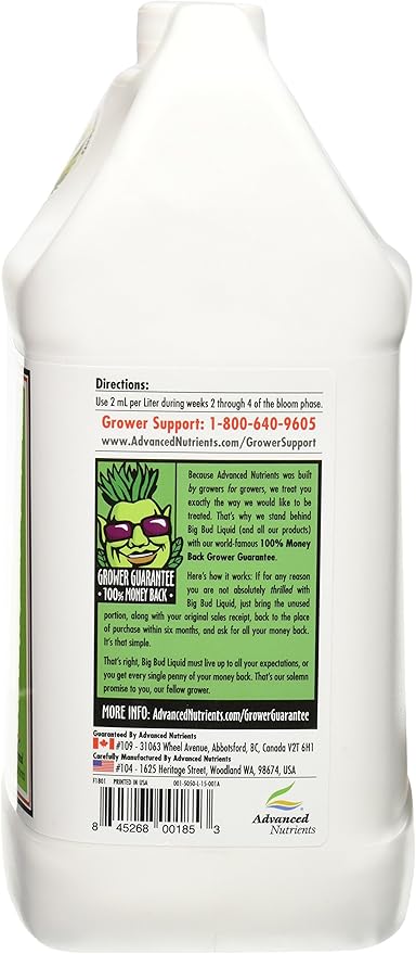 Advanced Nutrients GL525050-15 Big Bud Liquid Fertilizer, 4 Liter, Brown/A