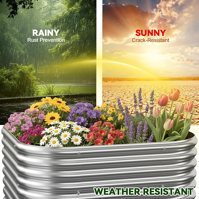 4 Pack Tall 2x2x2FT Corrugated Galvanized Steel Raised Garden Bed Outdoor, Metal Above Ground Garden Bed for Vegetables and Flowers, Raised Beds for Gardening