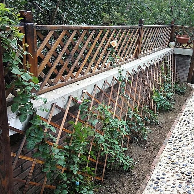 4 Pcs Expandable Garden Trellis, 38" x 89" Large Wooden Lattice Fence Wall Panel Lattice Trellis for Climbing Plants Outdoor Ivy Vine Rose Clematis for Garden Patio Room Decor (4)