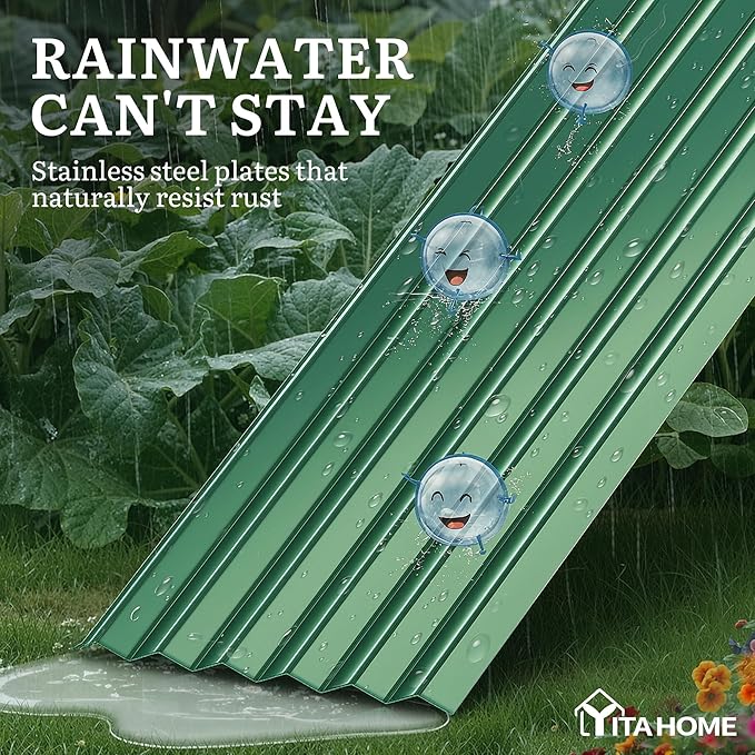YITAHOME 6x3x1.5 2pcs Large Raised Garden Bed Kit, Galvanized Metal Planter Box with Gloves, Support Rod, Outdoor Above Ground Planters for Plants Vegetables Flowers, Green