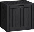 Greesum 40 Gallon Outdoor Deck Box with Lock, Resin Storage Chest for Patio Furniture Cushions, Garden Tools, Pool Toys, Waterproof & UV Resistant, Large Capacity, Dark Black
