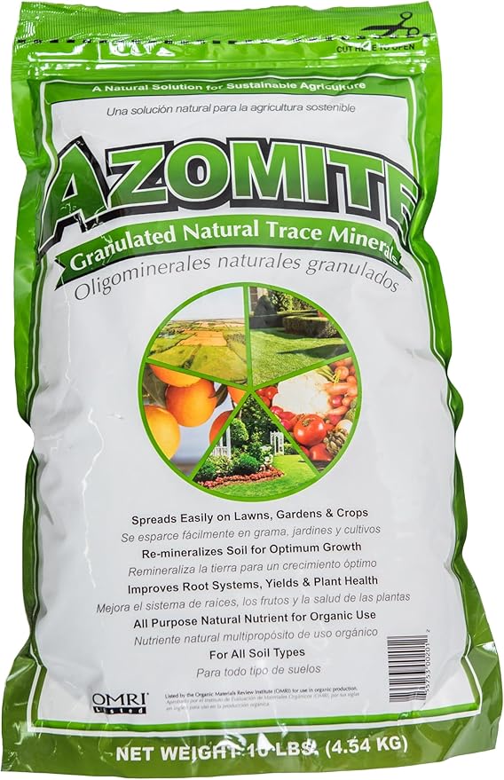 AZOMITE® 10lb Bag Natural Trace Mineral Fertilizer & Soil Amendment – OMRI Listed® for Organic Use – Mined in Utah