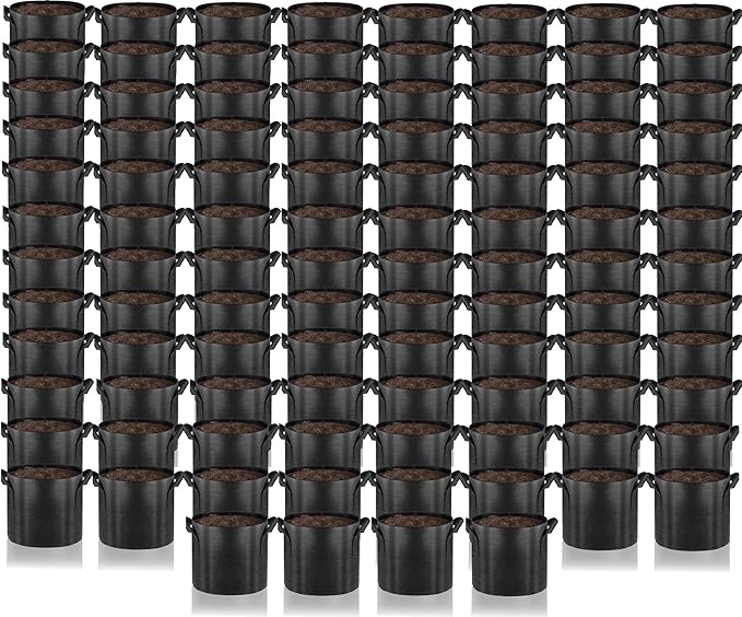 Gardenera Commercial Grade Grow Bags - Pack of 100 15 Gallon Fabric Planters with Aeration and Handles, Perfect for Cannabis Cultivation