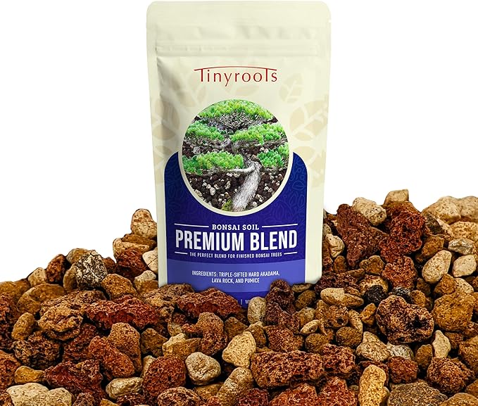 Bonsai Outlet Premium Bonsai Soil - Tinyroots 2.5 Gallon Bag of Soil Blend for Finished Bonsai, Ideal for Water Retention and Root Development, Made from Genuine Akadama, Red Lava Rock and Pumice
