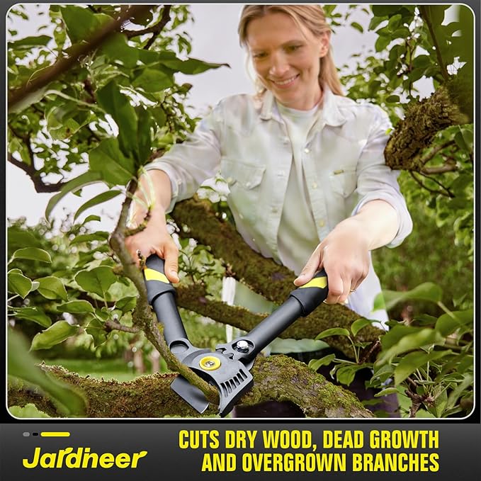 Jardineer 16.5" Garden Loppers for Tree Trimming with Gear Assist, Lightweight Hand Loppers with Steel Blade and Anti-Slip Handles, Cuts up to 1.25" Branches, Garden Shears for Seniors, Women, Men