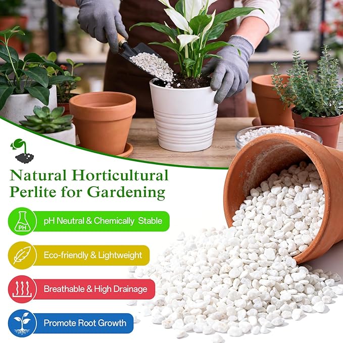 Halatool Soil Amendment 20QT Perlite for Plants Gardening Indoor Natural Potting Soil Mix Additive for Holding Moisture Aeration Drainage