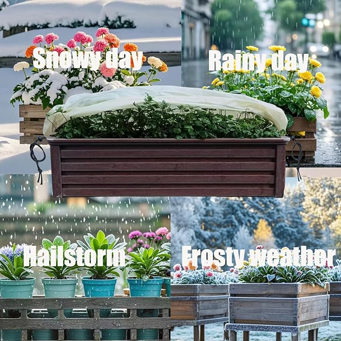 EJW Planter Cover, Plant Covers Freeze Protection,2 Pack 68" 17.8" 15.8" Planter Covers for Winter, Frost Cloths for Outdoor Plants, Raised Bed Covers for Winter.