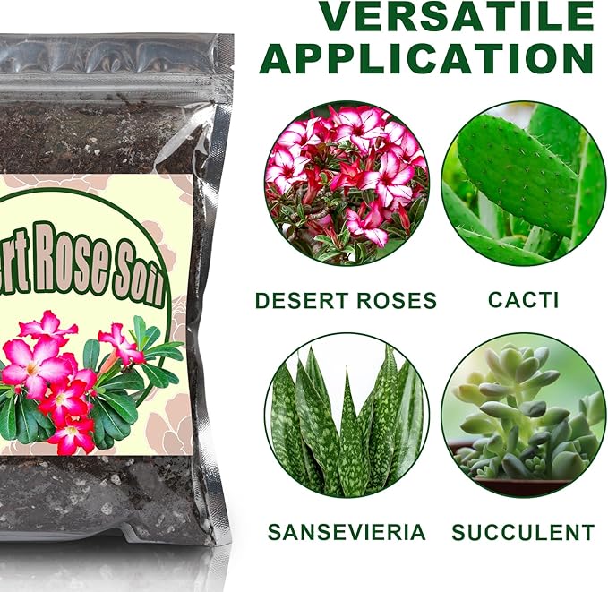 Organic Desert Rose Potting Soil Mix for Healthy Growth 1qt - 100% Natural Potting Mix - Specially Formulated Nutrient-Rich Plant Soil for Desert Rose Plant.