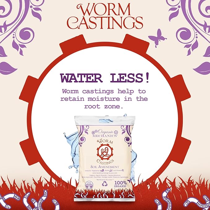 Organic Mechanics Worm Castings Soil Amendment, 5 Pounds - Enhances Soil Structure & Retains Moisture for Vegetables, Herbs and Flowers - Peat-Free, Eco-Friendly & Locally Sourced