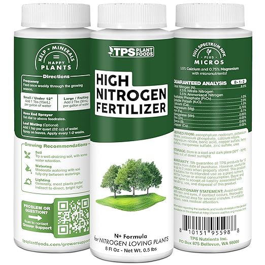 High Nitrogen Fertilizer – Liquid Plant Food for Rapid Green Growth, Strong Vegetative Development & Deep Leaf Color, 1 Gallon