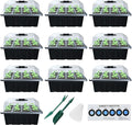 Seed Starter Tray, 10 Pack 12 Cell Seed Starter Kit with Humidity Dome, Reusable Plant Trays for Seedlings, Germination Kit with Humidity Strip for Plant Growing, Starter Pots for Planting