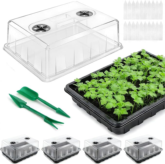 Seed Starter Tray, Seedling Starter Trays for Starting Plant Seeds, Indoor Gardening Plant Germination Trays, Black, 4PCS