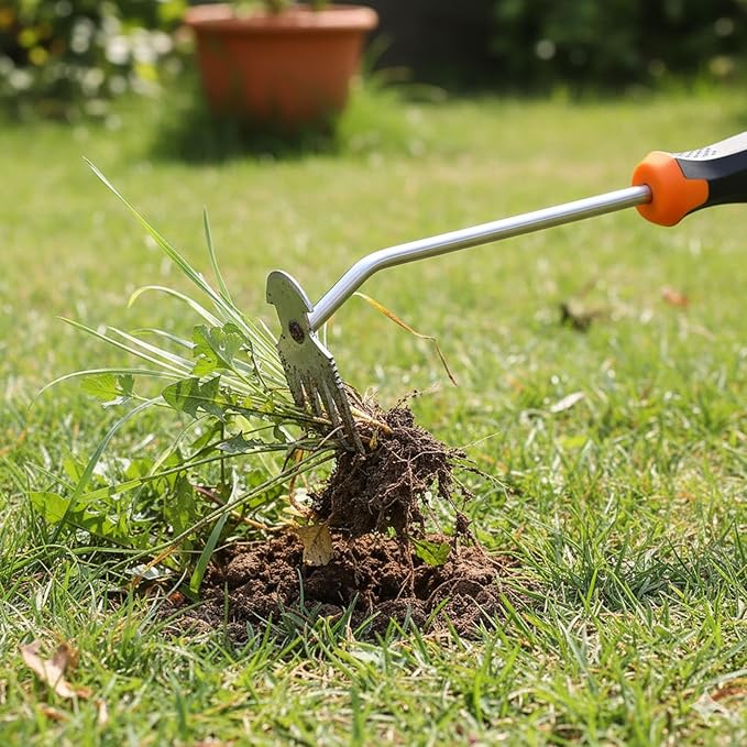 Weed Puller Tool, Portable Rubber-Handled Garden Tools, Four-Tined Weeding Tool, Uprooting Weeding Tools, Crevice Weeder, Backyard Farming Weeding and Weed Removal Tool (style1)